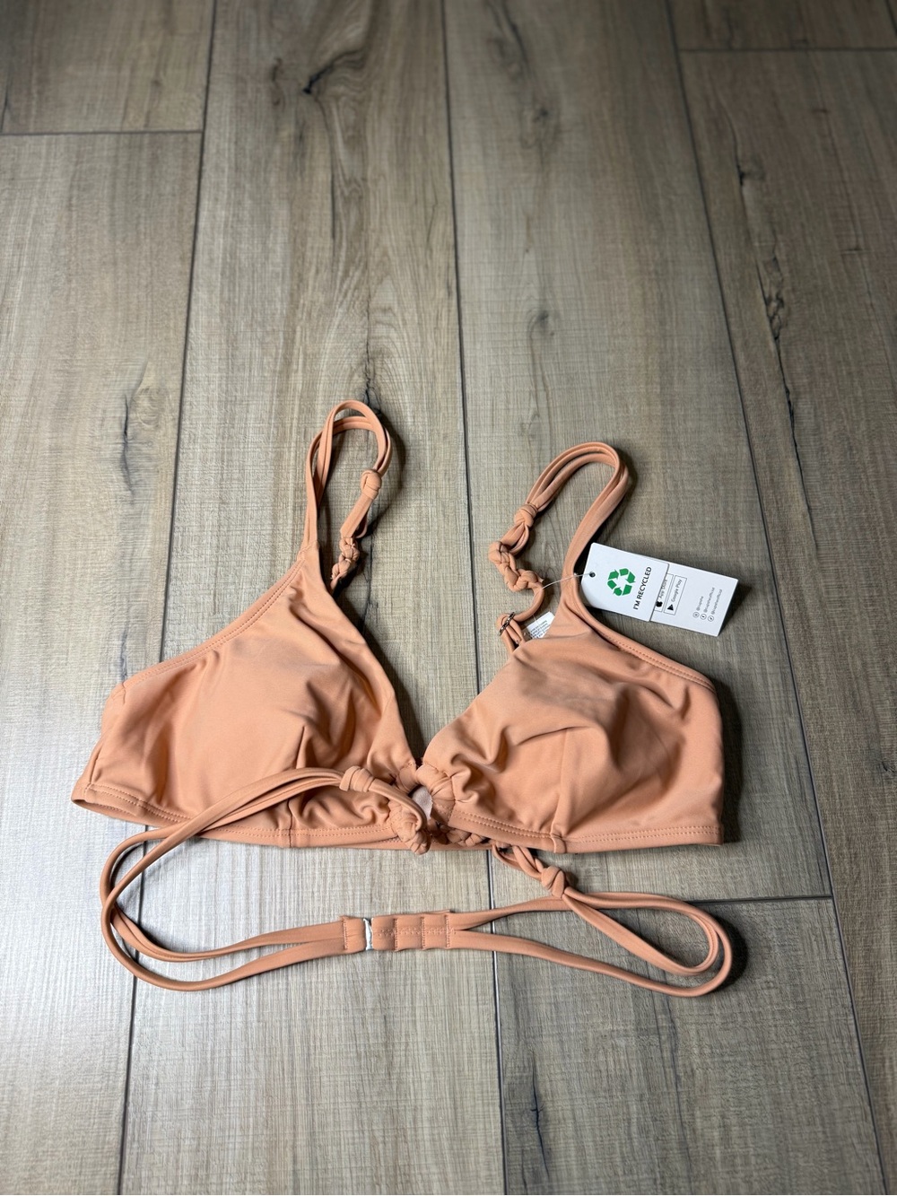 NWT CUPSHE Bikini Top Medium Tan Nude Strappy Wrap Knot Swim Top